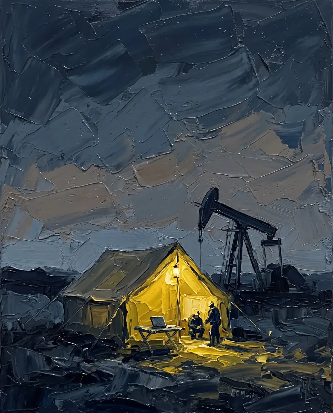 painting · founders' tent on the lease, dusk